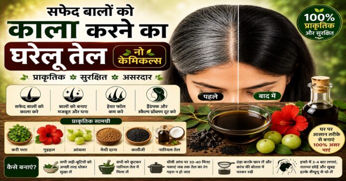सफेद बालों को काला करने का घरेलू तेल: नो केमिकल्स सफेद बालों को काला करने का घरेलू तेल: नो केमिकल्स