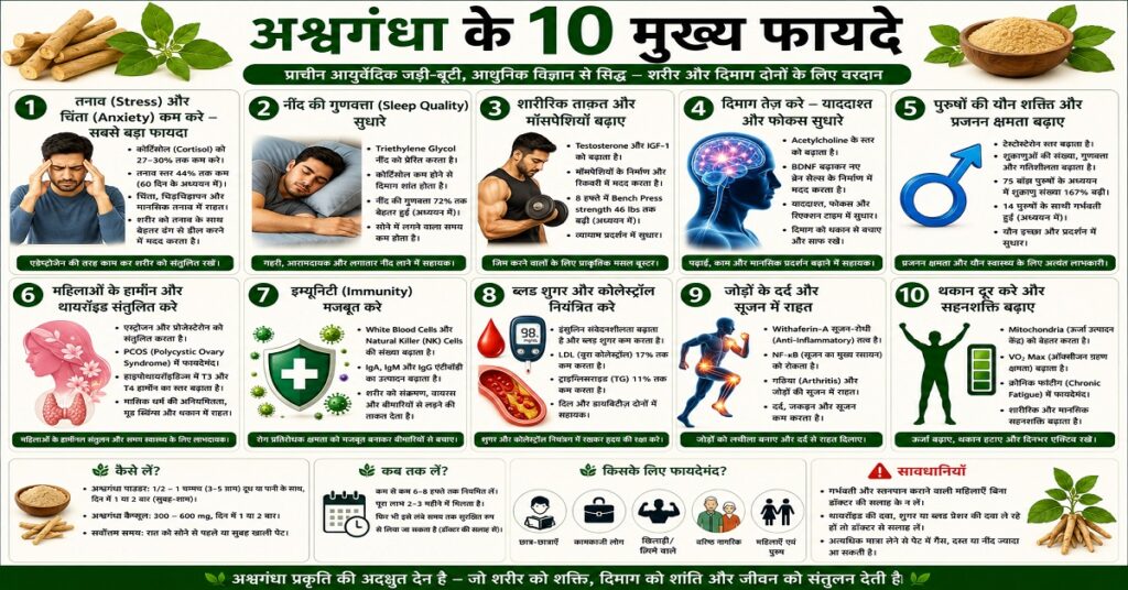 अश्वगंधा के 10 मुख्य फायदे