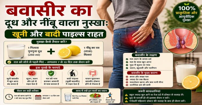 बवासीर का दूध और नींबू वाला नुस्खा: खूनी और बादी पाइल्स राहत बवासीर का दूध और नींबू वाला नुस्खा: खूनी और बादी पाइल्स राहत