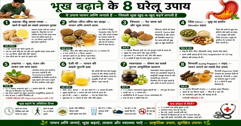 भूख बढ़ाने के 8 घरेलू उपाय