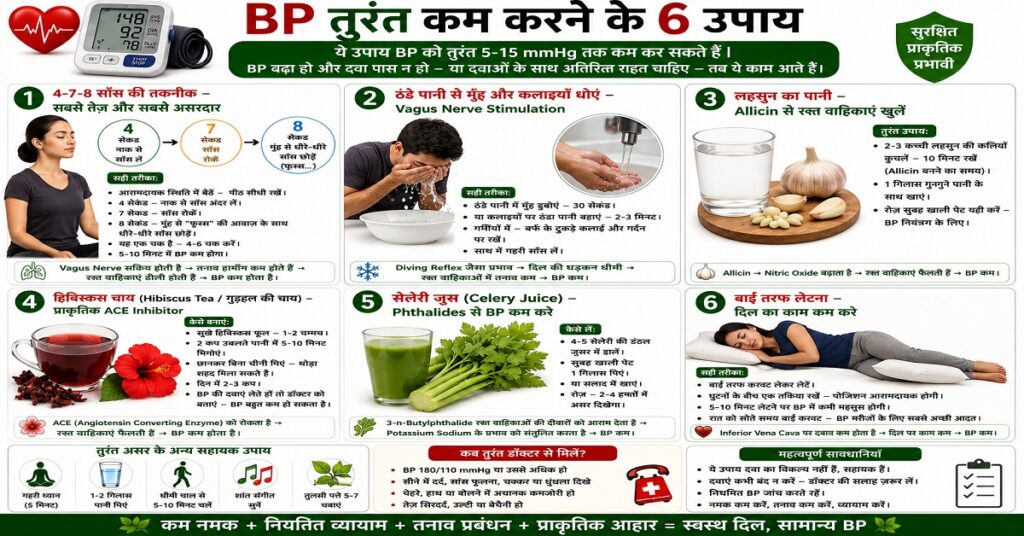 BP तुरंत कम करने के 6 उपाय