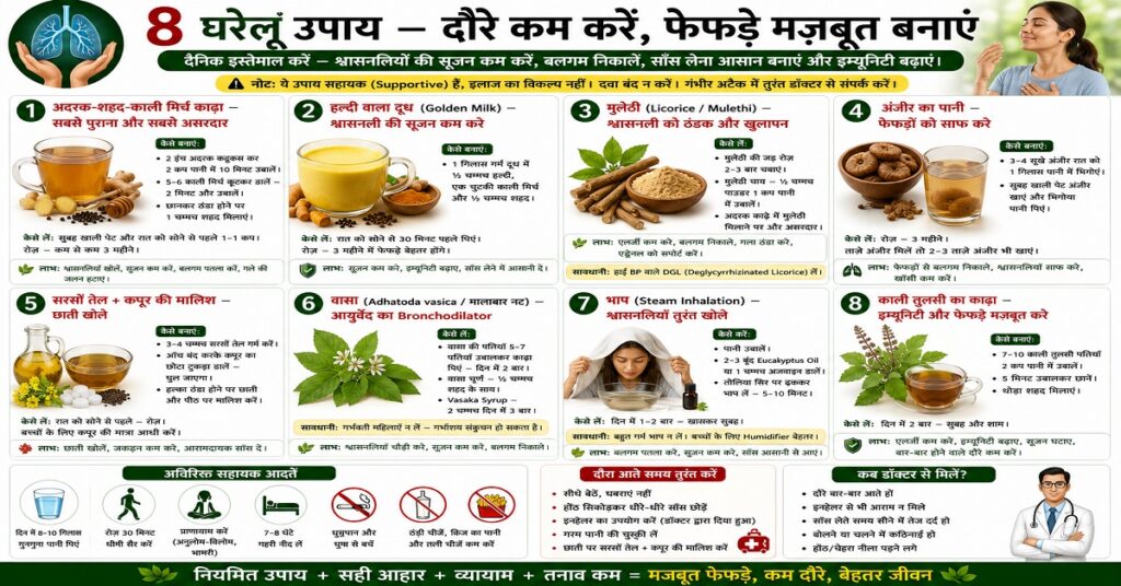 8 घरेलू उपाय — दौरे कम करें फेफड़े मज़बूत बनाएं