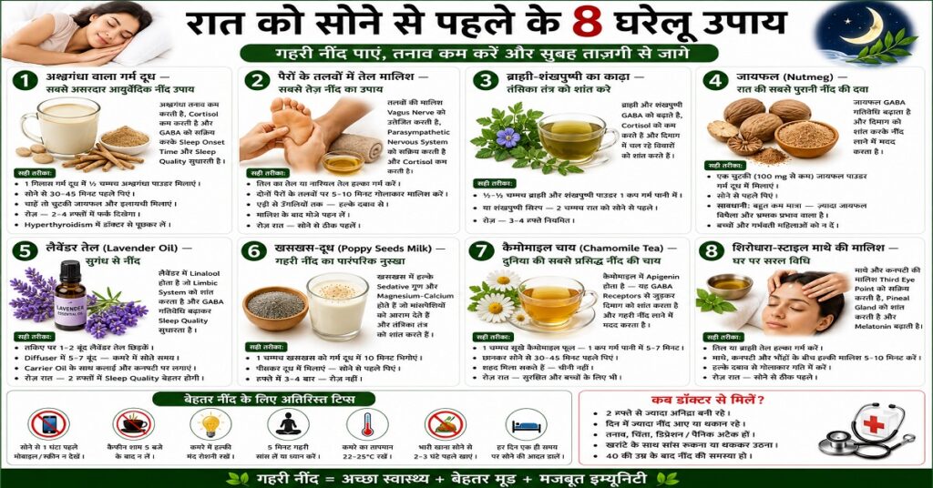 रात को सोने से पहले के 8 घरेलू उपाय