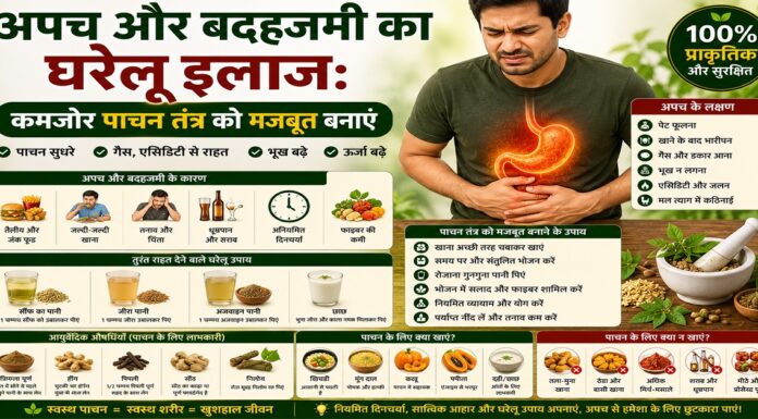 अपच और बदहजमी का घरेलू इलाज: कमजोर पाचन तंत्र को मजबूत बनाएं अपच और बदहजमी का घरेलू इलाज: कमजोर पाचन तंत्र को मजबूत बनाएं