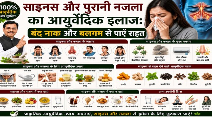 साइनस और पुरानी नजला का आयुर्वेदिक इलाज: बंद नाक और बलगम राहत साइनस और पुरानी नजला का आयुर्वेदिक इलाज: बंद नाक और बलगम राहत