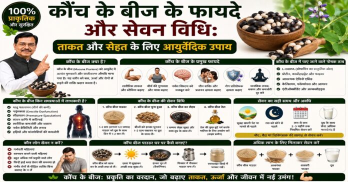 कौंच के बीज के फायदे और सेवन विधि: ताकत और सेहत के लिए आयुर्वेदिक उपाय