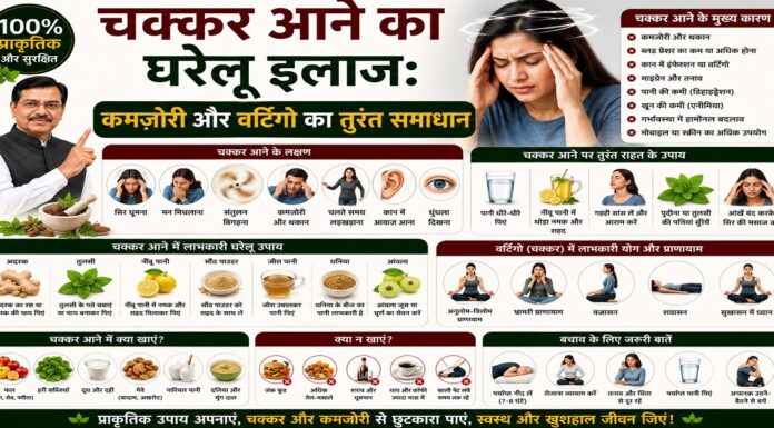 चक्कर आने का घरेलू इलाज: कमजोरी और वर्टिगो का तुरंत समाधान चक्कर आने का घरेलू इलाज: कमजोरी और वर्टिगो का तुरंत समाधान