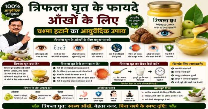 त्रिफला घृत के फायदे आँखों के लिए: चश्मा हटाने का आयुर्वेदिक उपाय