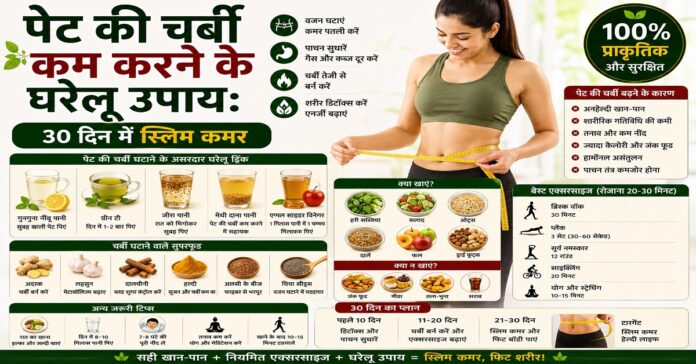 पेट की चर्बी कम करने के घरेलू उपाय: 30 दिन में स्लिम कमर पेट की चर्बी कम करने के घरेलू उपाय: 30 दिन में स्लिम कमर