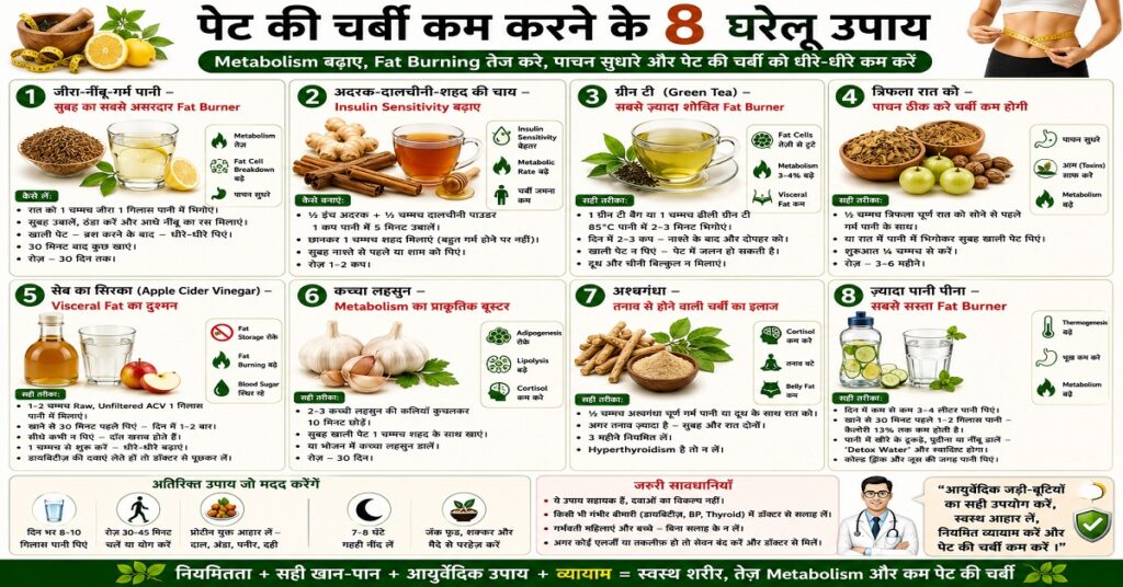 पेट की चर्बी कम करने के 8 घरेलू उपाय