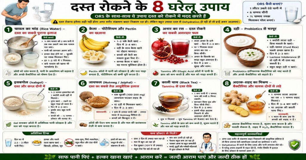 दस्त रोकने के 8 घरेलू उपाय