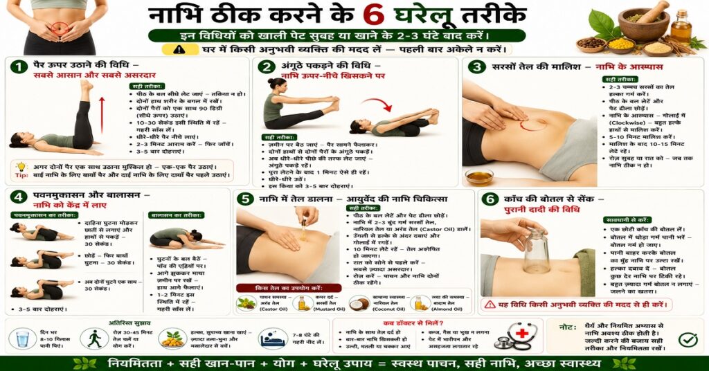 नाभि ठीक करने के 6 घरेलू तरीके