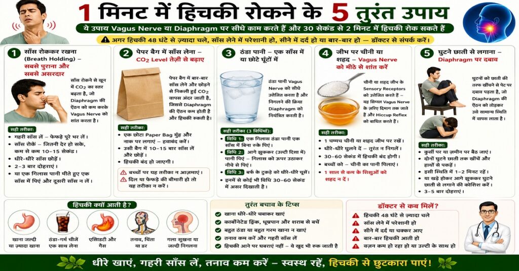 1 मिनट में हिचकी रोकने के 5 तुरंत उपाय