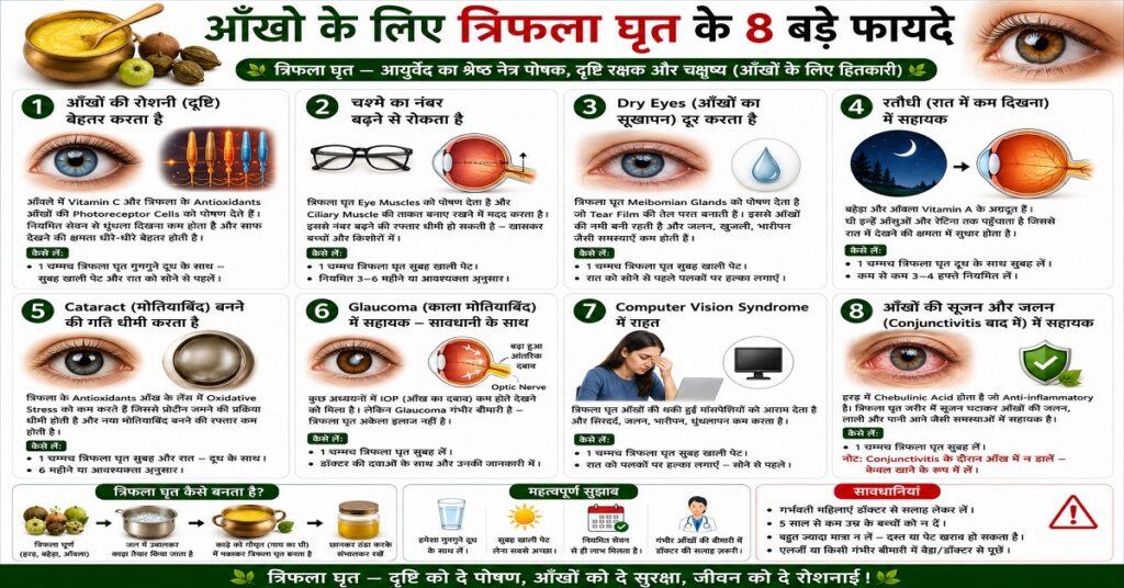 आँखों के लिए त्रिफला घृत के 8 बड़े फायदे
