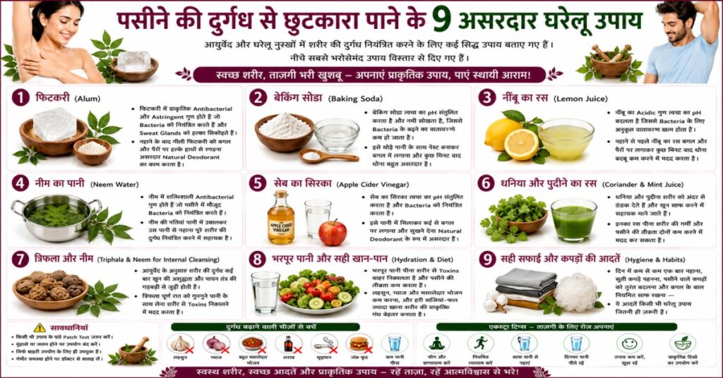 पसीने की दुर्गंध से छुटकारा पाने के 9 असरदार घरेलू उपाय