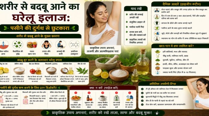 शरीर से बदबू आने का घरेलू इलाज: पसीने की दुर्गंध से छुटकारा शरीर से बदबू आने का घरेलू इलाज: पसीने की दुर्गंध से छुटकारा