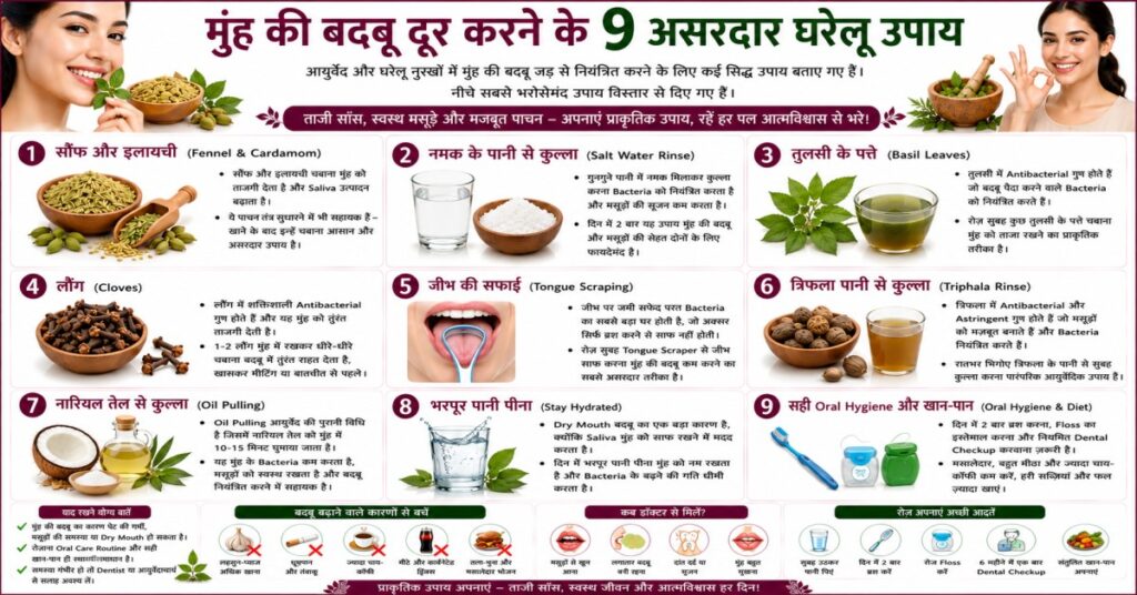 मुंह की बदबू दूर करने के 9 असरदार घरेलू उपाय