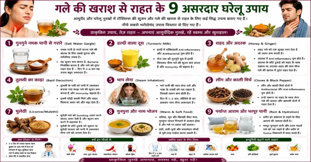 गले की खराश से राहत के 9 असरदार घरेलू उपाय