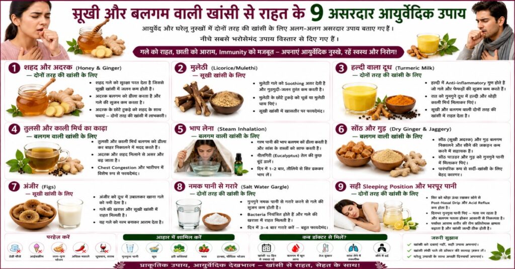 सूखी और बलगम वाली खांसी से राहत के 9 असरदार आयुर्वेदिक उपाय