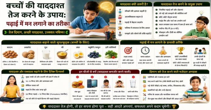 बच्चों की याददाश्त तेज करने के उपाय: पढ़ाई में मन लगाने का तरीका