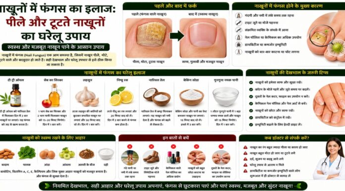 नाखूनों में फंगस का इलाज: पीले और टूटते नाखूनों का घरेलू उपाय नाखूनों में फंगस का इलाज: पीले और टूटते नाखूनों का घरेलू उपाय