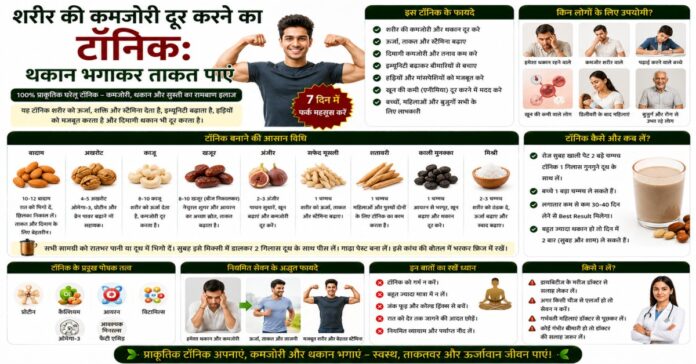 शरीर की कमजोरी दूर करने का टॉनिक: थकान भगाकर ताकत पाएं शरीर की कमजोरी दूर करने का टॉनिक: थकान भगाकर ताकत पाएं