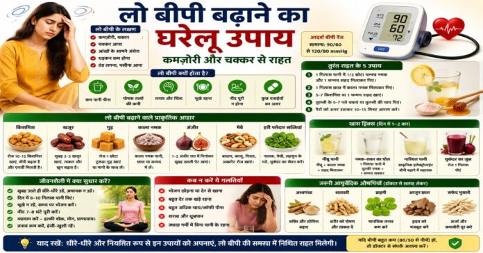 लो बीपी बढ़ाने का घरेलू उपाय: कमजोरी और चक्कर से राहत