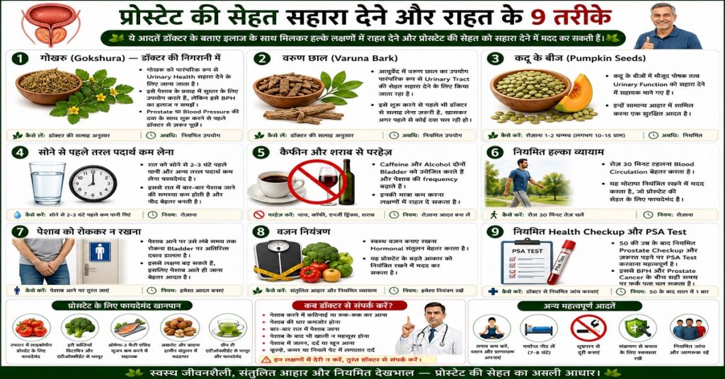 प्रोस्टेट की सेहत सहारा देने और राहत के 9 तरीके