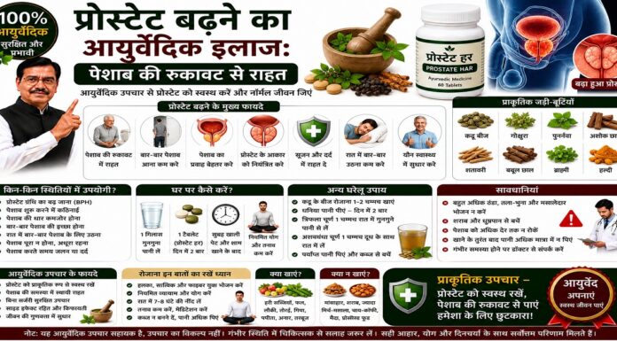 प्रोस्टेट बढ़ने का आयुर्वेदिक इलाज: पेशाब की रुकावट से राहत प्रोस्टेट बढ़ने का आयुर्वेदिक इलाज: पेशाब की रुकावट से राहत