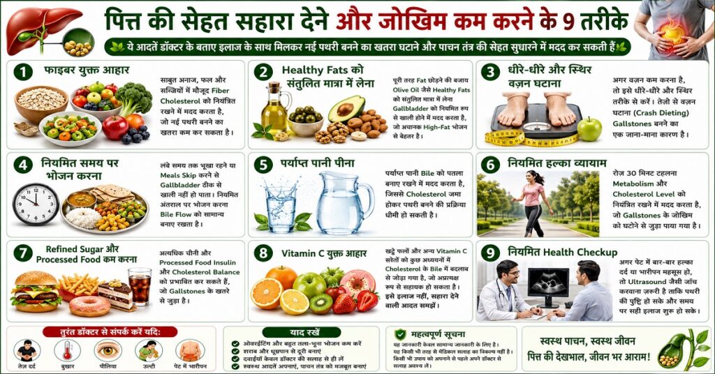 पित्त की सेहत सहारा देने और जोखिम कम करने के 9 तरीके