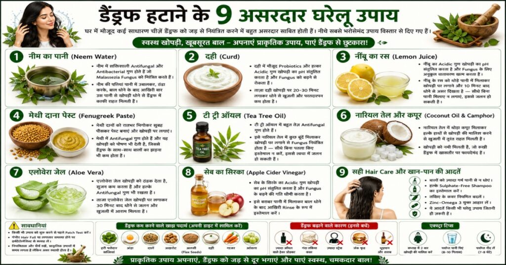 डैंड्रफ हटाने के 9 असरदार घरेलू उपाय