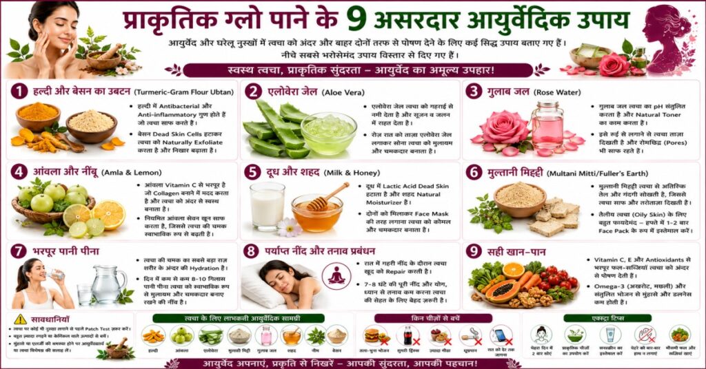 प्राकृतिक ग्लो पाने के 9 असरदार आयुर्वेदिक उपाय